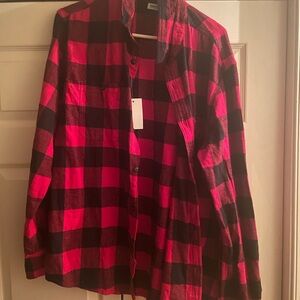 Red and Black Plaid Button-Up Shirt
